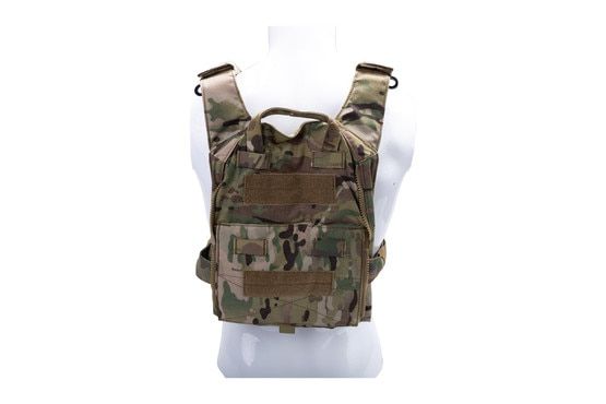 HRT RAC Plate Carrier in Multicam has a dual zipper back panel